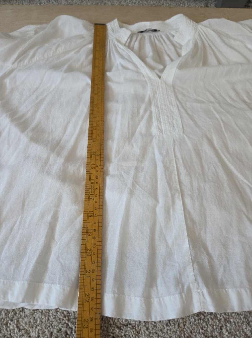 Madewell Shirred Long Sleeve Lightweight Flowy Blouse Cotton Blend wlwhite - Picture 13 of 16
